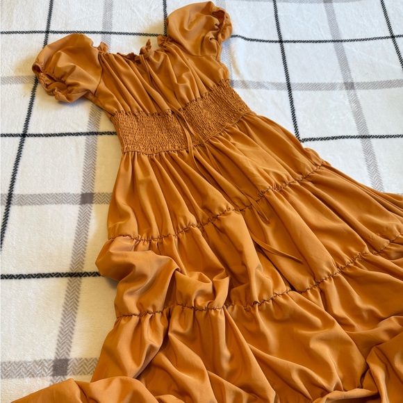 Dresses & Skirts - Smocked Tiered Ruffle Dress in Yellow Rust